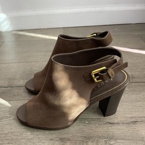 Ralph Lauren Suede Open-toed Heel Booties